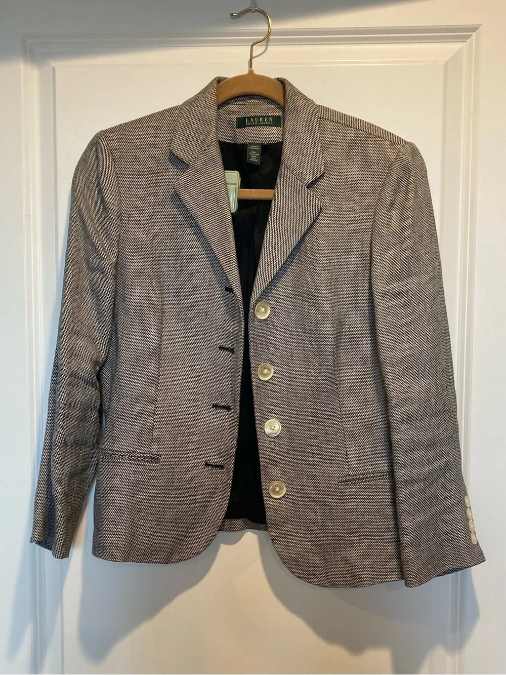 Ralph Lauren vintage black and White Herringbone Blazer size 8 - Picture 1 of 6